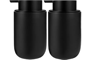 REJOMIIK Foaming Soap Dispenser Thick Ceramic Foam Hand Soap Dispenser for Bathroom or Kitchen Sink, Liquid Pump Bottles for Hand soap, Body Wash, 2 Pack Black