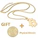 Bitcoin Necklace with 20 inch Chain Rust-Free Stainless Steel Gold Plated Pendant Jewelry for Men and Women - Unique Psychical Collectible Digital Currency Fashion | Gift Pouch + 1 Free Coin Included