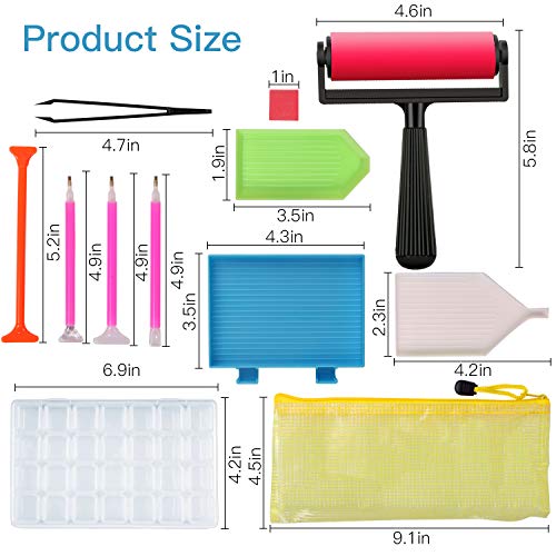 5D Diamond Painting Tools, Rhinestone Painting Accessoies for Adults, Crystal Cross Stitch Kit with Roller, 56 Slot Diamond Beads Storage Box DIY Craft Set for Kids by INFELING - Thumbnail 5