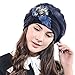 F&N STORY Lady French Beret Wool Beret Chic Beanie Winter Hat(BR022-Navy Angora)