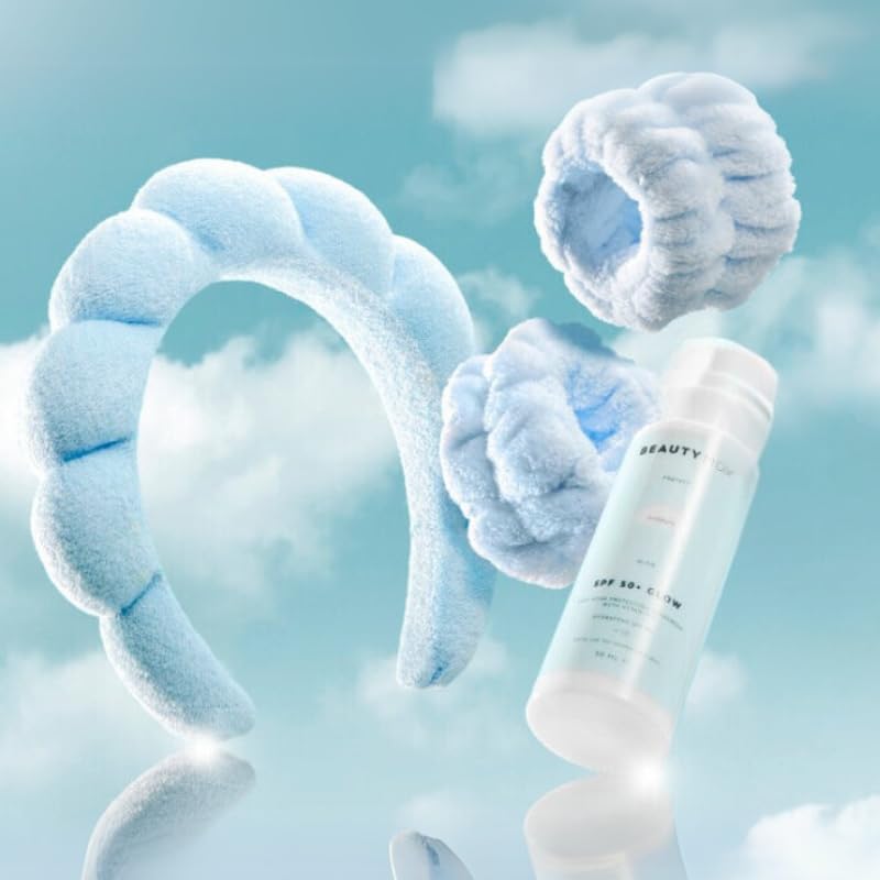 Beauty MDX SPF50 Daily Skin Protection Gift Set – Includes UVA/UVB SPF50 Face Lotion, (Sunscreen, Sunblock, Skin Protection) and a Headband & Wrist Bands Set, Blue