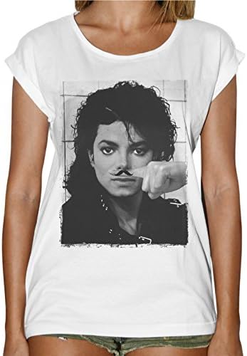 thedifferent T-Shirt Women Fashion Michael Jackson Finger Moustache Mustache Funny – White