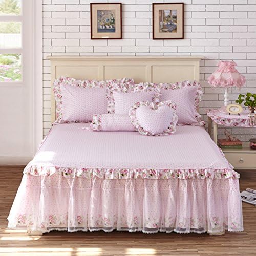 Bed skirt ruffled sheets bedspreads protective cotton non-Slip princess lace single-C 150x200cm(59x79inch)