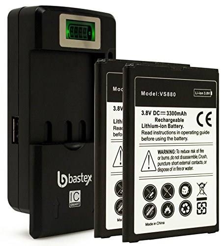 Two (2pk) Bastex Replacement Battery LG G Vista 4G VS880 Verizon Plus One (1) Bastex External Dock LCD Battery Charger Two (2pk) Bastex Replacement Battery LG G Vista 4G VS880 Verizon Plus One (1) Bastex External Dock LCD Battery Charger