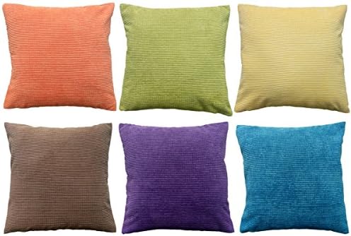 Daidu Cotton Modern Decorative Sofa Couch Square Throw Pillow Cushion Covers 18 x 18 inches Set of 6,Colorful Series