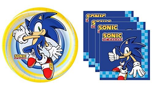 Sonic Birthday Party Supplies Set Plates &amp; Napkins Tableware Kit for 16