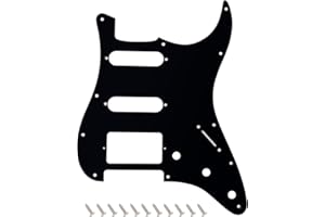 Banworks 1 Ply Strat HSS Pickguard 11-Hole Electric Guitar Pickguard SSH Scratch Plate for USA/Mexican Fender Modern Style Standard Stratocaster ST JT/HB-02 Glossy Black