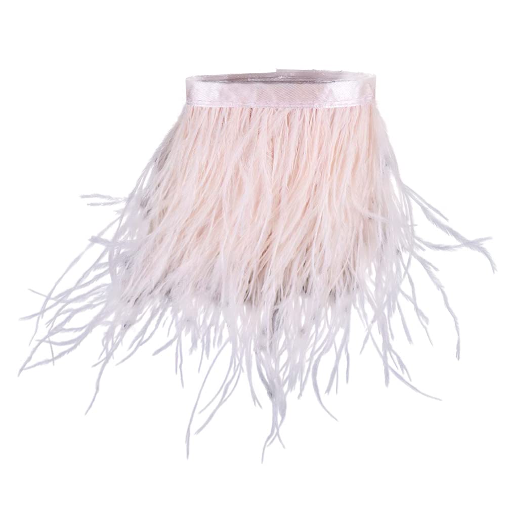 2 Yards 10-15cm Fluffy and Soft Ostrich Feather Fringe Trim for DIY Sewing Crafts (Lotus Pink #001)