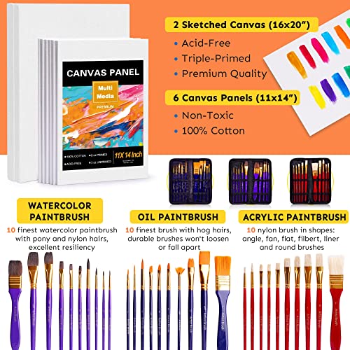 152 Pcs Deluxe Artist Painting Set with Upgraded French Easel,Acrylic