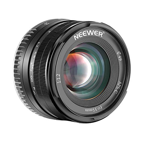 Neewer 35mm F1.2 APS-C Objectif Focale Manuelle Fixe Grande Ouverture en Aluminium pour Fuji Appareil Photo Mirrorless avec Support E X-A1 X-A10 X-A2 X-A3 X-A X-M1 X-M2 X-T1 etc