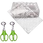 Quail Egg Cartons,12 Grids Small Egg Storage Holders,Quail Eggs Bulk Carton Trays &amp; 2PCS Stainless Steel Cutter