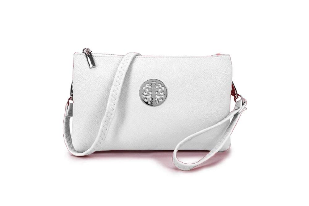 Long & Son Women's Medium Clutch, Wristlet, Shoulder,Cross-Body Bags 23321 (White)