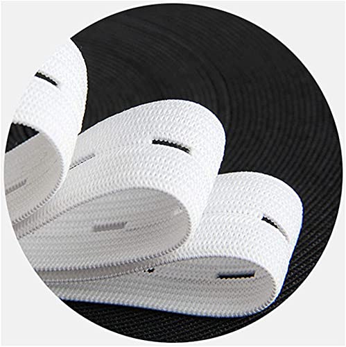 25M Elastic Band with Eyelet, Flat Elastic Tape, Wide Elastic Band, Sewing Strap, DIY Sewing Band, White (25M x 15MM)