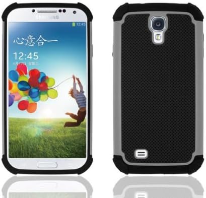 Galaxy s4 Case, Anti Slip Shock Proof Dual Layer Rubber Heavy Duty Armor Hybrid Hard Shatterproof High Impact Gel Protective Defender Case Cover For Samsung Galaxy s4 (Grey)