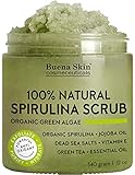 Buena Skin Spirulina Body Scrub, 100% Natural, Fights Acne, Antifungal with Green Algae, Dead Sea Salts and Vitamin E