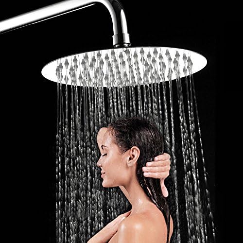 Round Shower Head,12 Inch Square Ultra Thin Rainfall Shower head Stainless steel Shower Head Chrome Finish