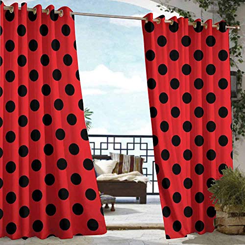 Extra Long Outdoor Curtain Red And Black Retro Vintage Pop Art