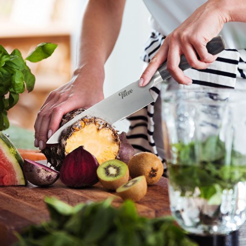 image for Tilevo Chef Knife - 8 Inch Carbon Steel Knife Sharp Blade & Balanced C