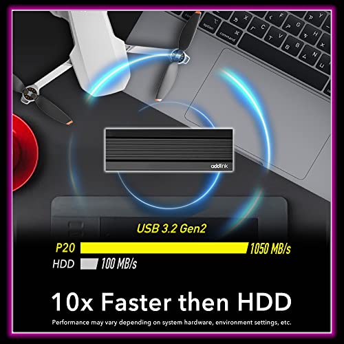 Addlink External Portable SSD 1TB P20 USB 3.2 Gen2 up to 1050MB/s, 3D