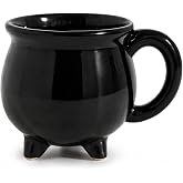 12 oz Black Cauldron Mug Halloween Witch Gothic Ceramic Tea Coffee Cup Gift | Halloween Witch Ceramic Coffee Cup with Three-Legged Base, Witchy Drinkware for Hot Cocoa, Tea, Spooky Gothic Fall Decor
