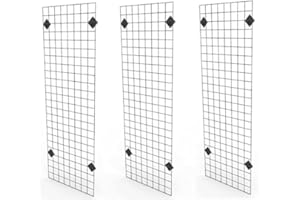 Only Garment Racks 2' x 6' Black Wire Grid Panel Wall Display - Grid Wall Complete with Wall Mount Brackets - (Sold as a Set of 3 Gridwalls and 12 Wall Mount Brackets)