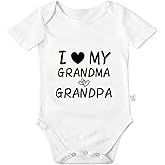 Avuzcemk I Love My Grandma Grandpa Bodysuits, Funny Newborn Announcement Outfit, Boys Girls Cotton Jumpsuit 0-24 Months