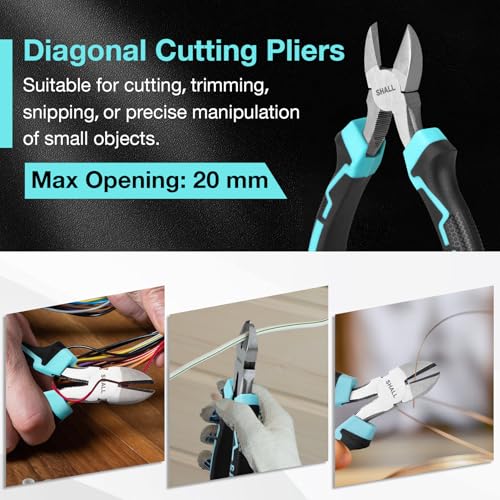 SHALL 3-Piece Pliers Set, 160mm Long Nose Pliers, 160mm Diagonal Cutter Plier, 180mm Combination Plier with Soft Grip - for DIY, Home & Mechanical Repairs
