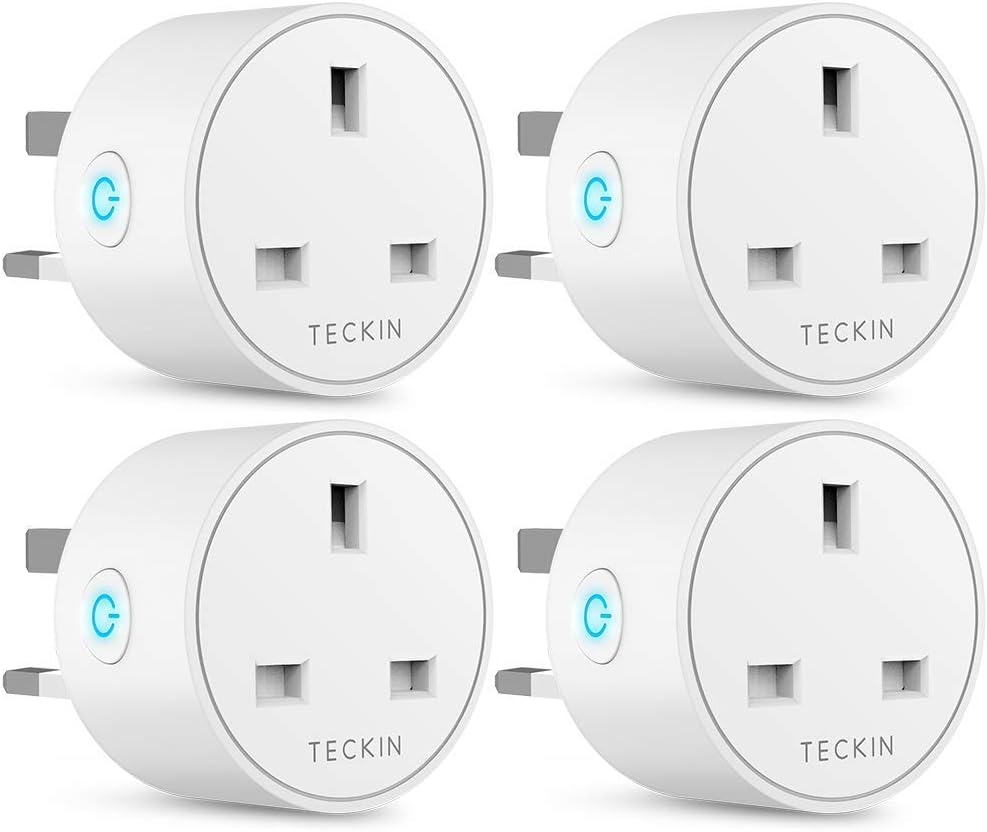 Smart Plug 13A WiFi Outlet TECKIN Mini Plug Works with Amazon Alexa, Google Home and SmartThings, Wireless Socket Remote Control Timer Plug Switch, No Hub Required 4 Packs