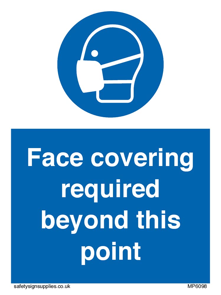 Pack of five - Face covering required beyond this point Sign - 75x100mm - A7P