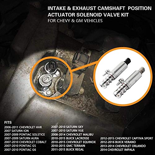 Gekufa Intake & Exhaust Camshaft Position Actuator Solenoids Compatible with Chevy Cobalt HHR Malibu Equinox GMC Terrain Buick Pontiac G5 G6 GM Vehicles 2006-2014 2.0L 2.2L 2.4L - 12655420 12655421 - Thumbnail 5