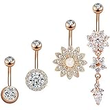 Roberly 4pcs 14G Stainless Steel Screw Belly Button Rings for Women Navel Rings Curved Barbell Body Piercing