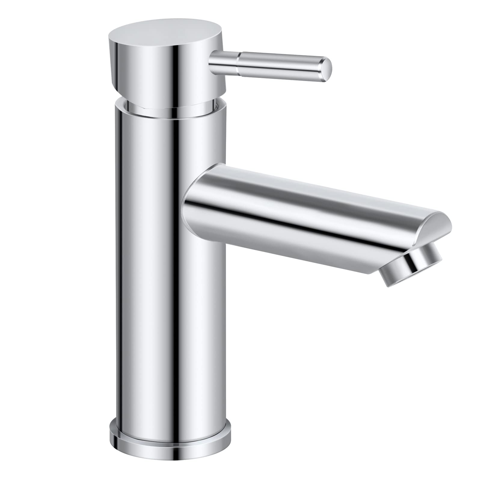 Minicoco Basin Tap, Basin Mixer Tap Bathroom Sink Mixer Tap Stainless Steel with UK Standard Hoses Single Lever Hot and Cold Water Sink Tap(Brushed)