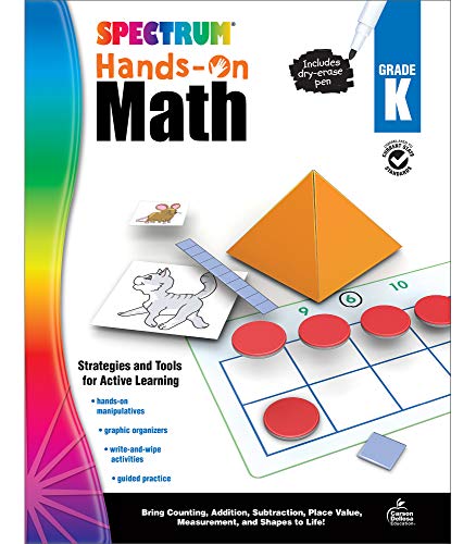 Spectrum Hands On Kindergarten Math Workbook Dry Erase Counting 