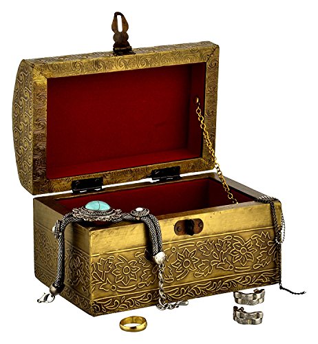 Affaires Wooden-Metal Brass cover Jewelry Box / Organizer Handmade : 6x4x4 inches ,Christmas Gift M-40019