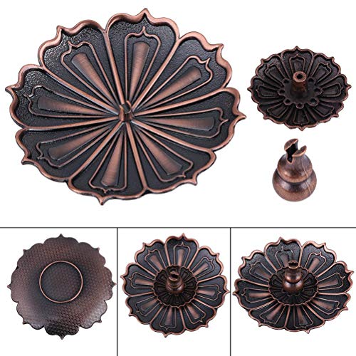 DK177 Brass Incense Sticks Holder Lotus Inscent Burner Disc for Resin Granular Powder Cone Coil Ash Catcher Cinnamon Organic Citronella - Thumbnail 2