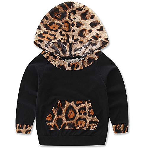 jsadfojas Pasgeboren Baby Luipaard Sweatshirt Jas Meisjes Jongens Lange Mouw Hooded Jas Top met Pocket +Lace-Up Lange… - Image 5