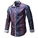 Musen Men Casual Denim Button Down Long Sleeve Stripe Dress Shirt