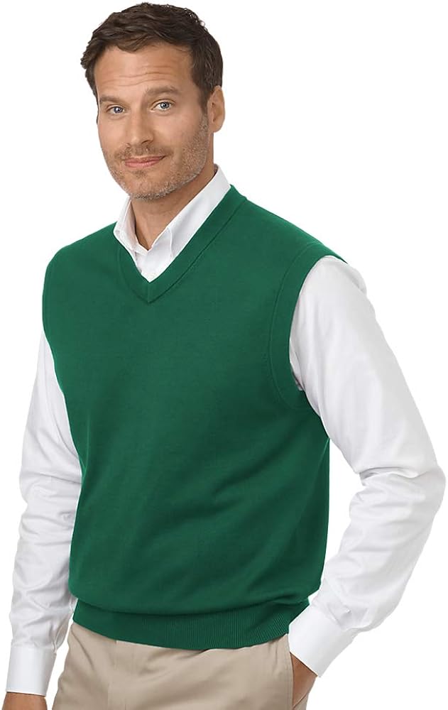 Paul Fredrick Men's Pima Cotton VNeck Pullover Sweater Vest Green