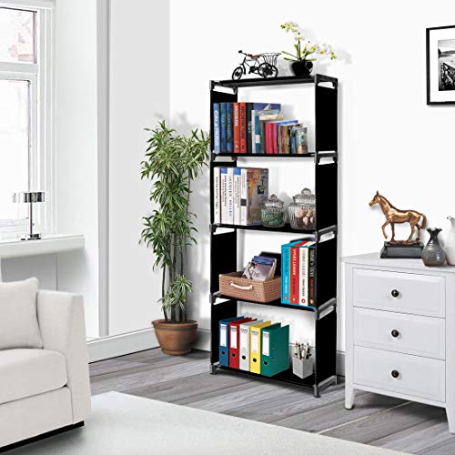 SevenYten Simple Bookshelf/Multipurpose Rack/Children Bookcases/File Rack for Office/Storage Organizer/Cabinet Shelves for Bedroom Office Living Room (5 Layer, Black)