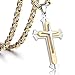 Trendsmax Polished Stainless Steel Gold Silver Cross Crucifix Pendant Necklace Chain For Mens Boys 5mm Byzantine Chain 26inch