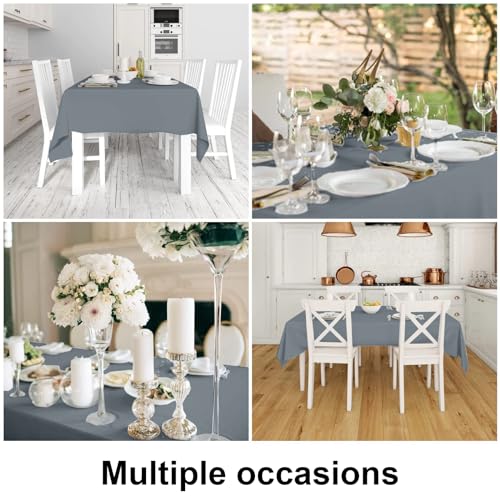 smiry Table Cloth Wipe Clean Rectangular 140x200 cm, Wipeable Water Resistant Polyester Tablecloth, Washable Fabric 6 to 8 Seater Dining Table Cover for Kitchen Indoor Outdoor, Grey