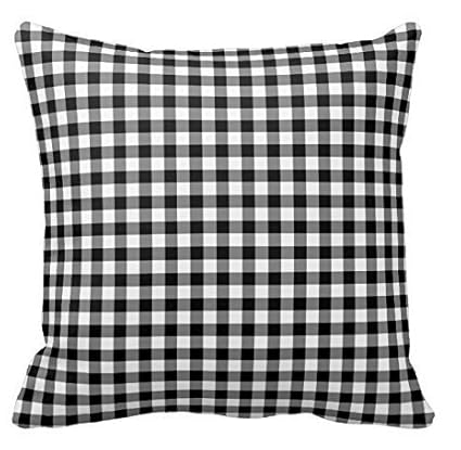 Amazon Com Blanco Y Negro Almohada Cuadros Gingham Patron Throw