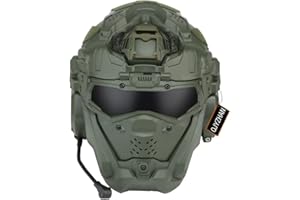 YBJMSFA Airsoft Helmet, All-in-One Design Built-in Detachable Tactical Headset Anti-Fog Fan Shade Sliding Goggles,Paintball CS Cosplay Helmet