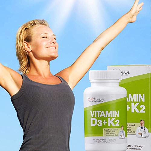 BodyManual Vitamin D3 (5,000 IU) + K2 (as MK7 160 mcg) GMO, Gluten