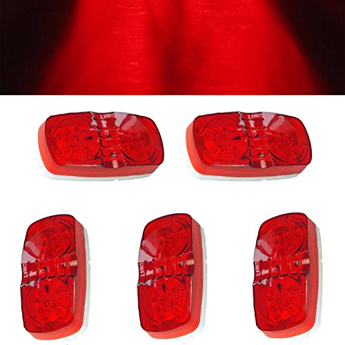 NEW SUN 5x LED Marker Lights Red for Truck Trailer Bullseye Side Clearance Lights 12V - Surface Mount Marker Lights - 10 Diodes
