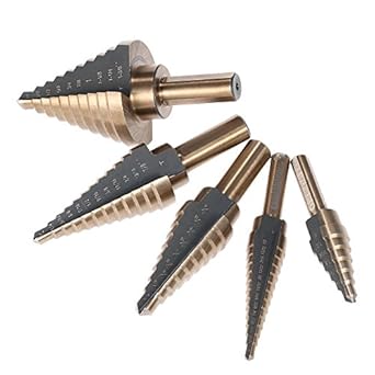 Generic 5pcs High Quty HSS 6542 Step Drill Bits Set 6-13 steps Pagoda Drills Round Shank Straight Flute Hole Drilling Tool with Case
