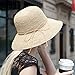 RIONA Women's Summer Hand-woven Foldable Wide Brim Fisherman 100% Raffia Straw Sun Hat(Beige)