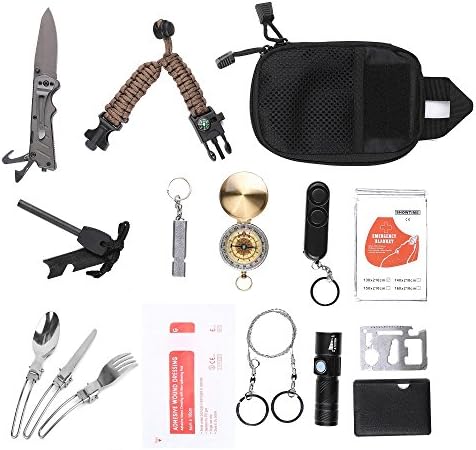 XINSHUO Emergency Survival Kits, 16- in-1 Multifunctional Emergency Survival Tool Travel/Outdoor/Hunting/Cycling/Tactical/Gift/Car