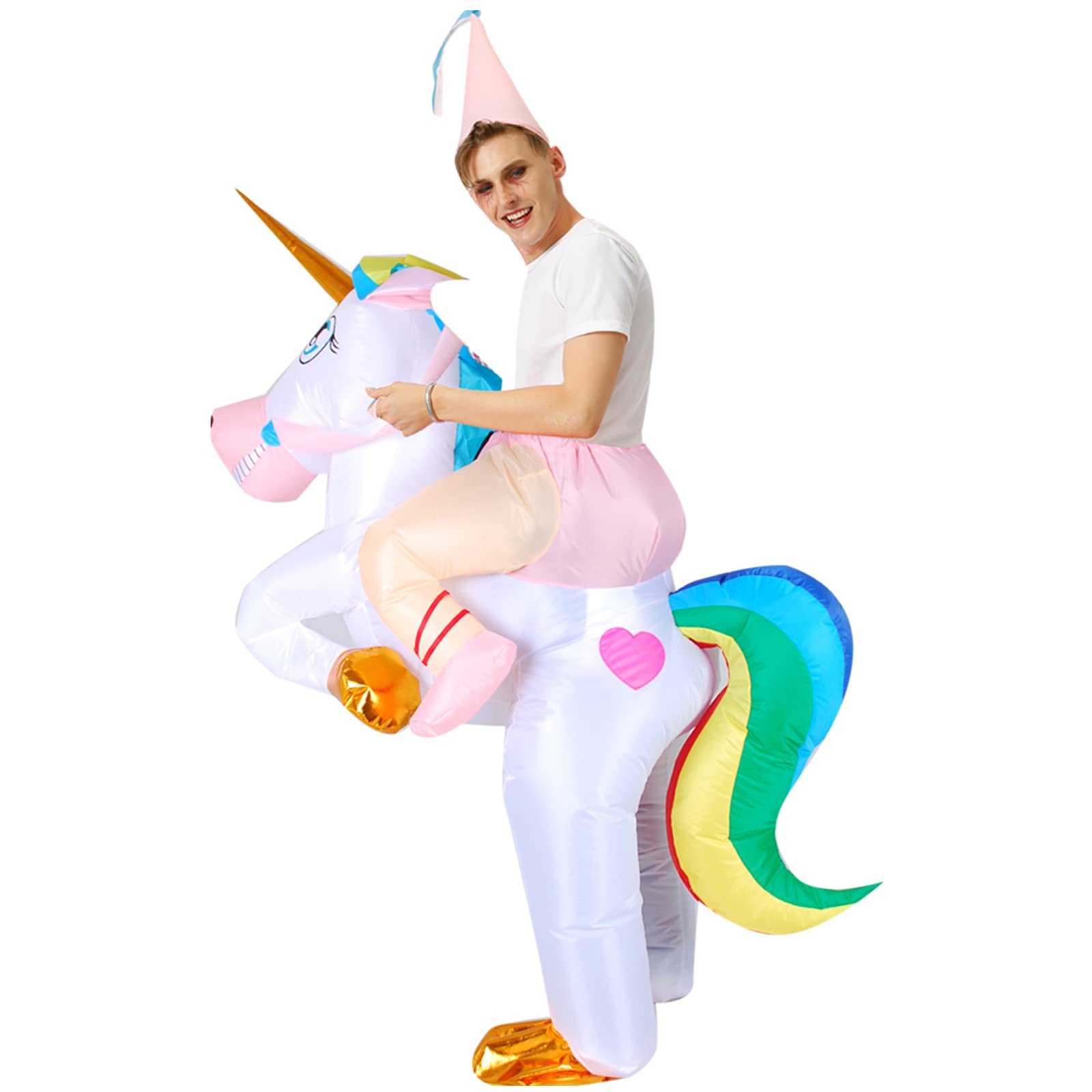 Arokibui Funny Rainbow Inflatable Unicorn Costume Blow up Animal Costume for Cosplay Party Christmas Halloween Suit Unisex Suit — image 1