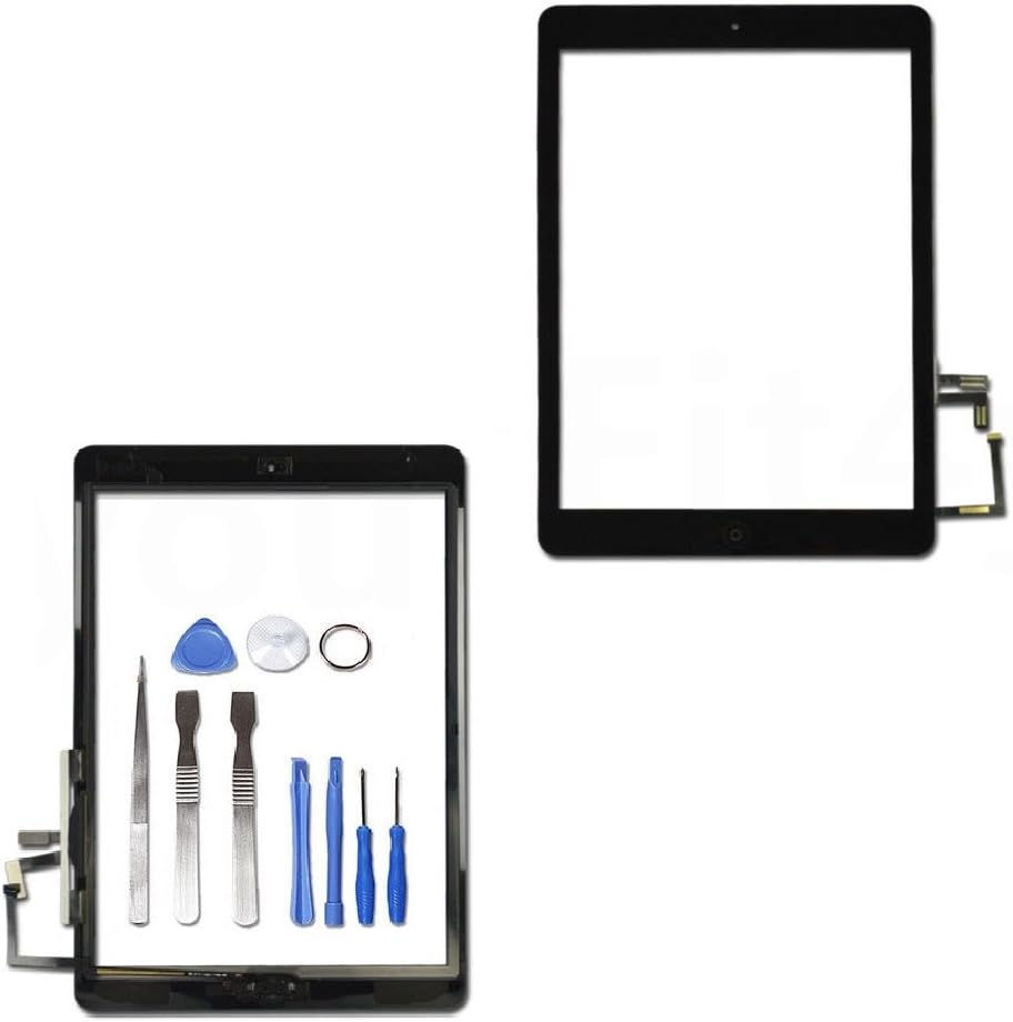 New Horrizon - Touch Screen Glass Digitizer Assembly For Apple iPad 5 Air 5th Generation (Installed Home Button, Adhesive, Tools Included) (Black)